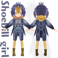 Shoebill girl — аниме 3D-модель антропоморфного китоглава (VRM)